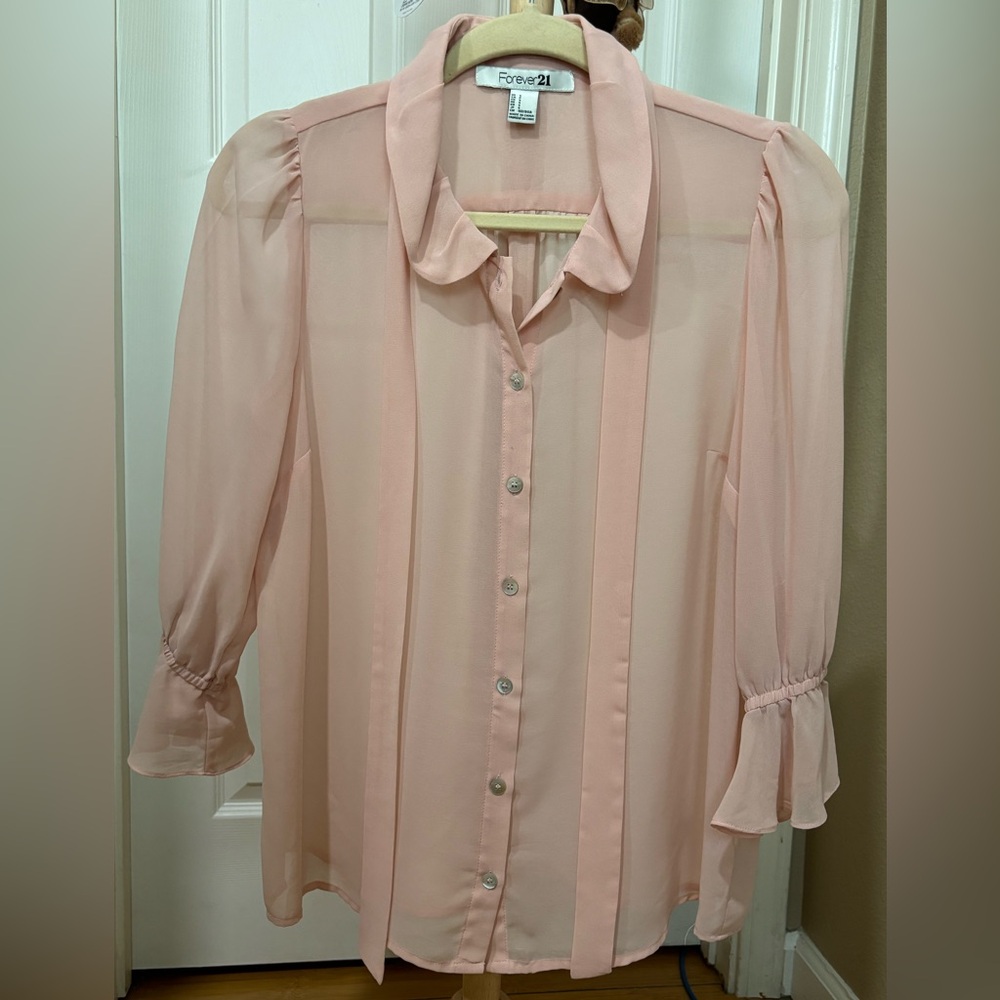 Forever 21 sheer pink blouse